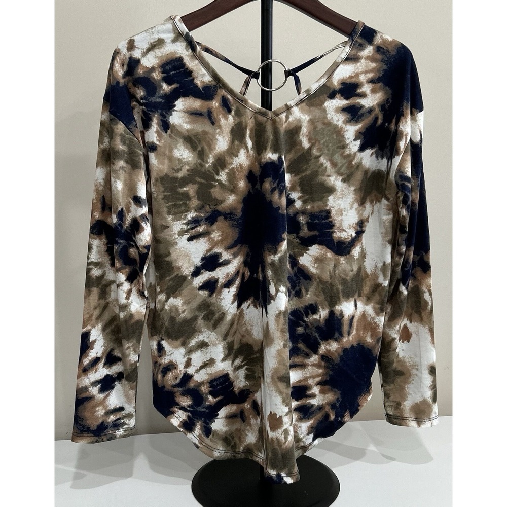 ABSOLUTELY FAMOUS Women's Top Pullover Long Sleeve Small Tie-Dye V-Neck NWT - Picture 4 of 7